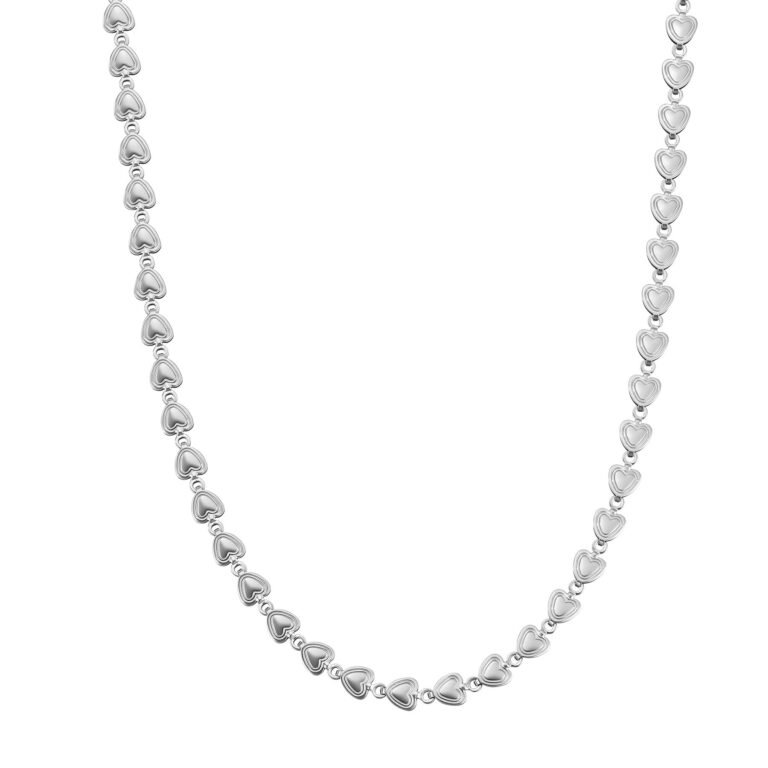 Heart Link Choker Waterproof - Silver