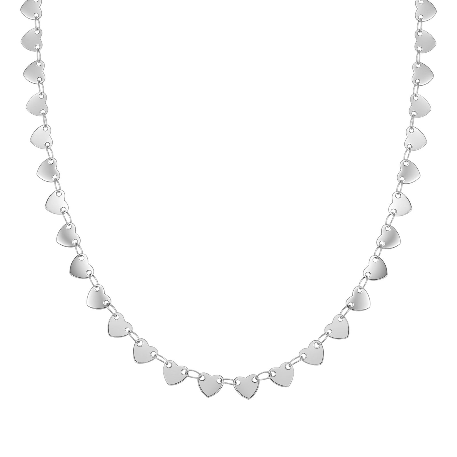 Linked Heart Statement Choker Waterproof - Silver