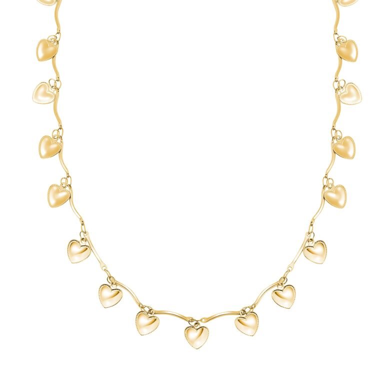 Love Heart Statement Necklace Waterproof - Gold