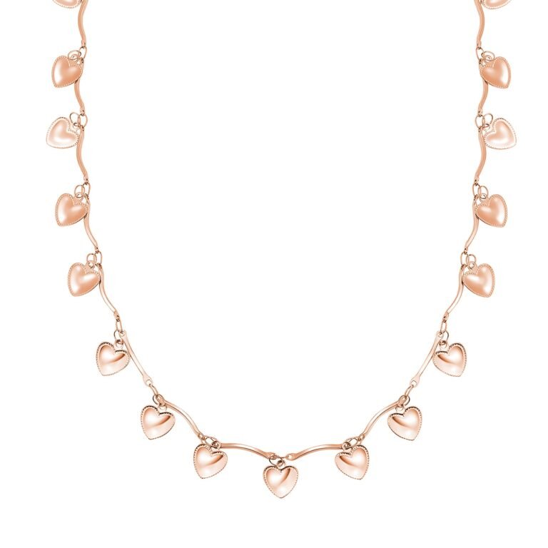 Love Heart Statement Necklace Waterproof - Rose Gold