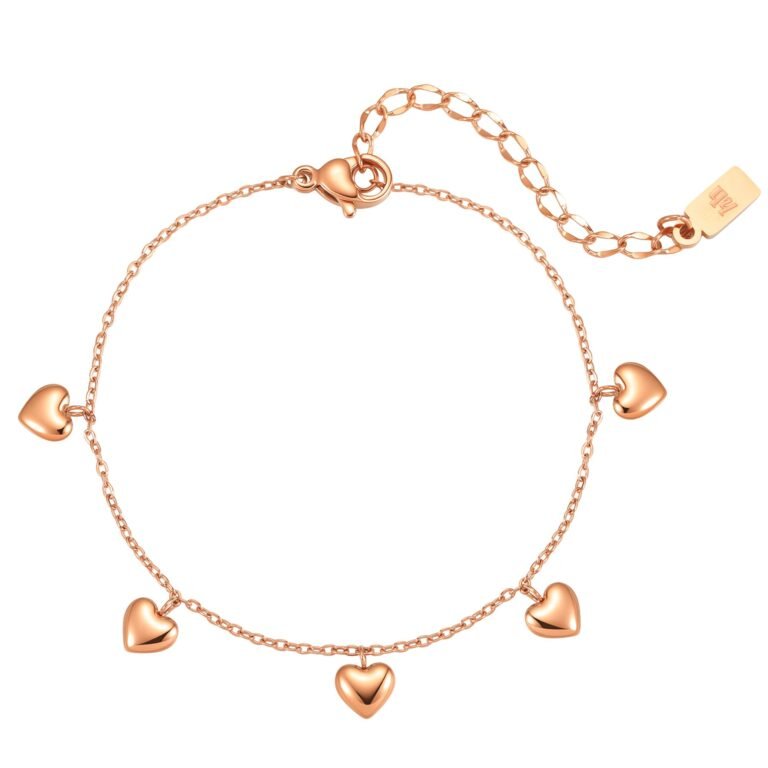 Multiple Chunky Heart Bracelet Waterproof - Rose Gold