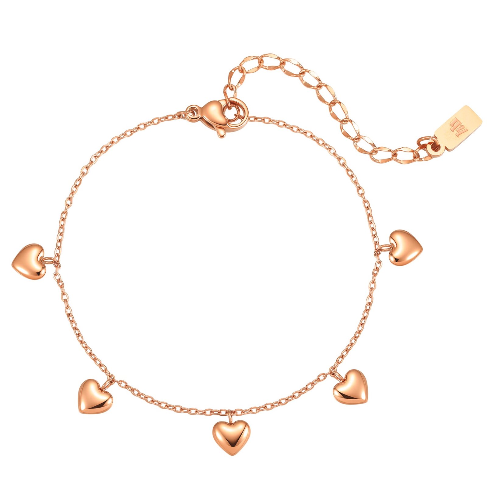 Multiple Chunky Heart Bracelet Waterproof - Rose Gold