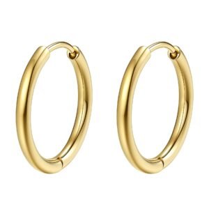 Plain Hoop Earrings Waterproof - Gold / Small