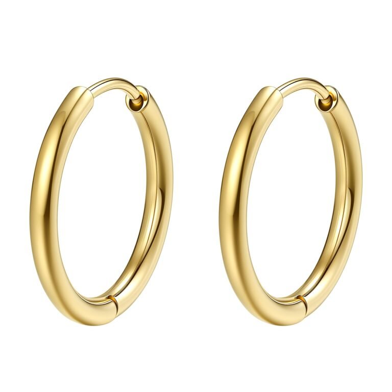 Plain Hoop Earrings Waterproof - Gold / Small