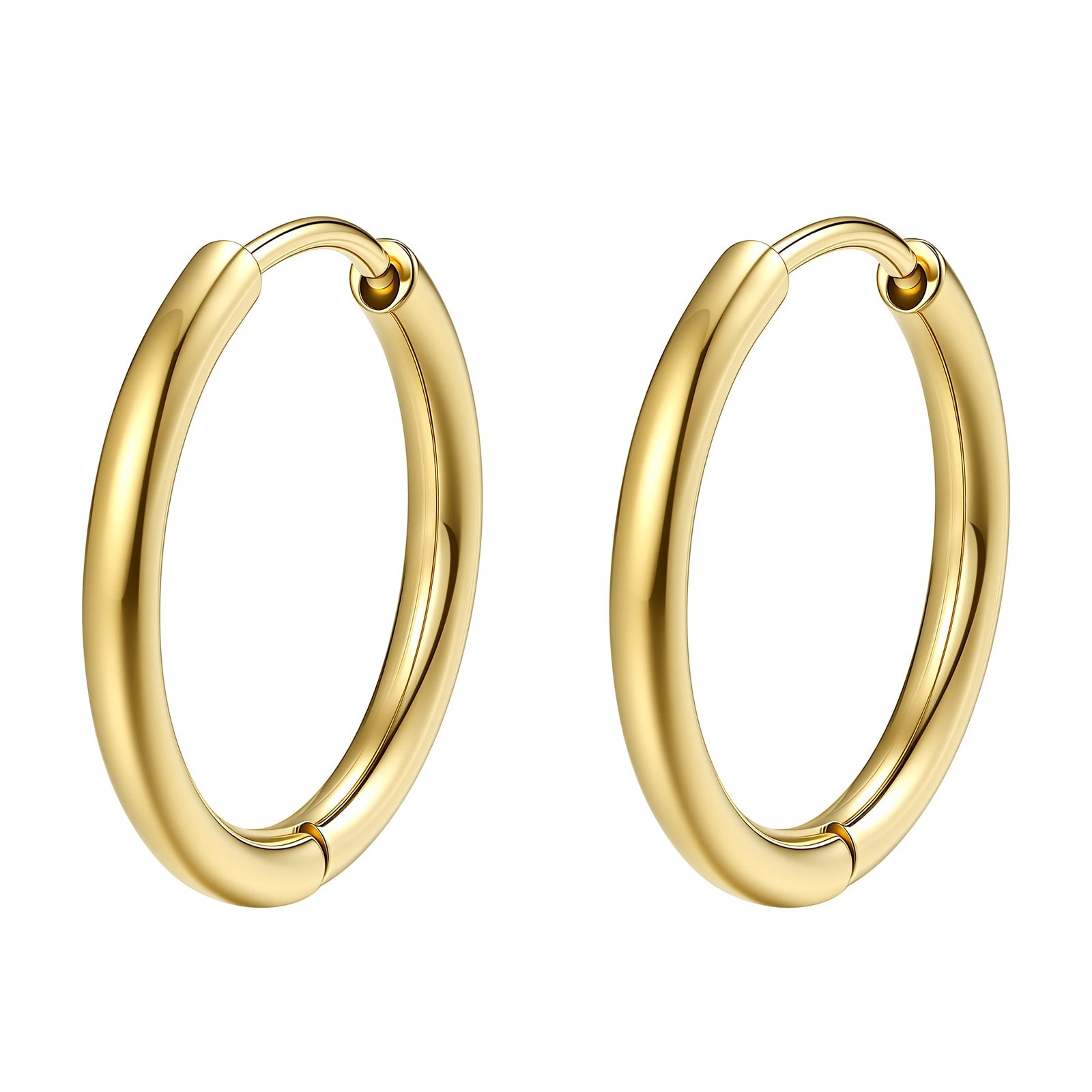 Plain Hoop Earrings Waterproof - Gold / Small