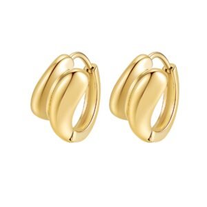 Polished Layered Huggie Earrings Waterproof - Gold