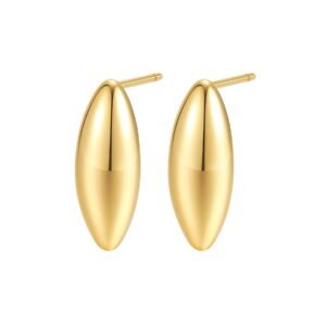 Polished Marquise Stud Earrings Waterproof - Gold