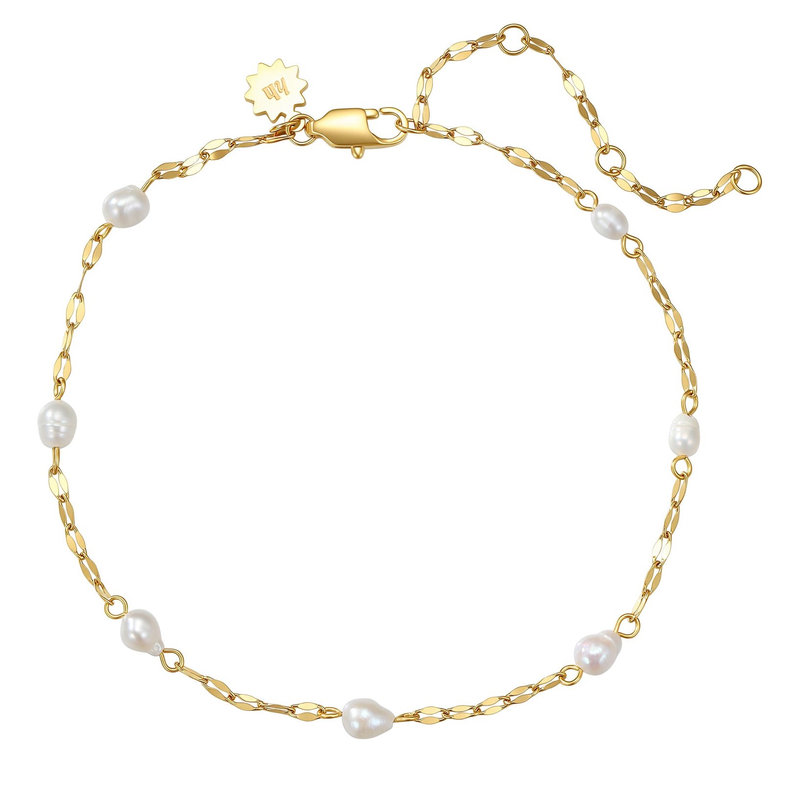 Rolo Chain Pearl Anklet Waterproof - Gold