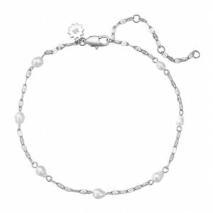 Rolo Chain Pearl Anklet Waterproof - Silver