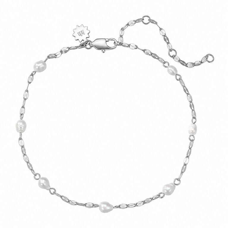 Rolo Chain Pearl Anklet Waterproof - Silver