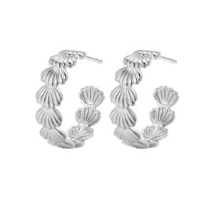 Seashell Hoop Earrings Waterproof - Silver