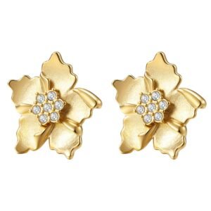 Sunburst Flower Stud Earrings Waterproof - Gold
