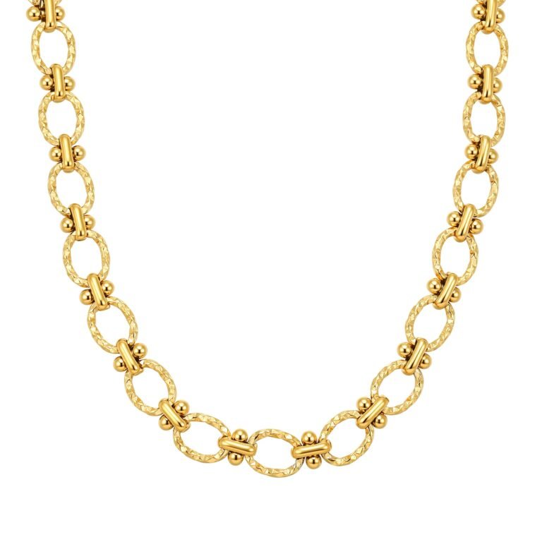Textured Link Statement Choker Waterproof - Gold