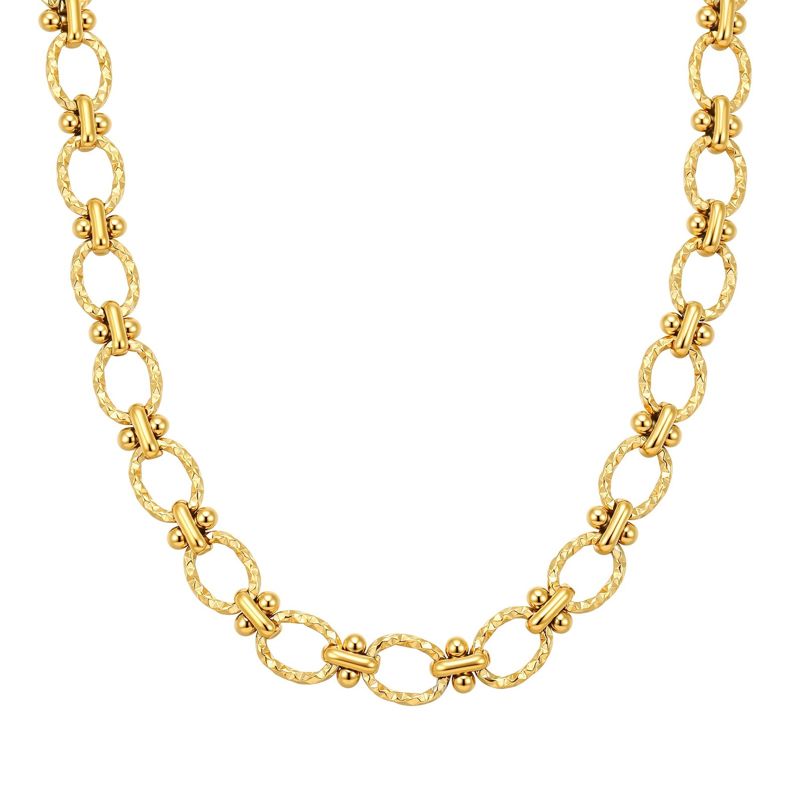 Textured Link Statement Choker Waterproof - Gold