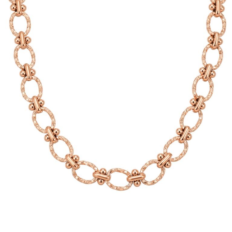Textured Link Statement Choker Waterproof - Rose Gold