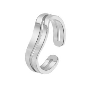Wave Open Ring Waterproof - Silver / Diameter 16.5 mm | 52 | US - 6