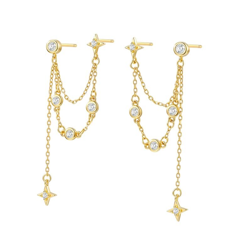 Celestial Star Dangle Earrings Sterling Silver - Gold