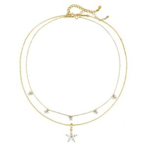 Daisy and Butterfly Necklaces Set Sterling Silver Gold - Gold