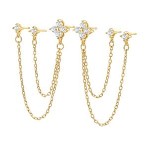 Daisy Triple Stud Earrings Sterling Silver - Gold