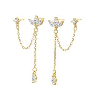 Petal Chain Dangle Earrings Sterling Silver - Gold