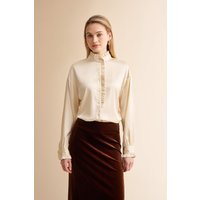 Womens Champagne Satin Button Down Shirts | CicyBell