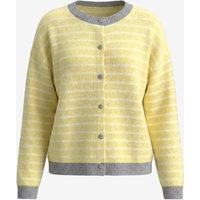 Women Yellow Striped Button Down Sweater | CicyBell