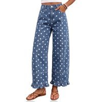 Womens Polka Dots High Waisted Wide Leg Jeans | CicyBell