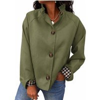 Womens Army Green Ruffle Short Trench Coat | CicyBell