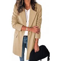 Womens Khaki Business Casual Long Blazers | CicyBell