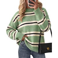 Womens Green Striped Pullover Sweater | CicyBell