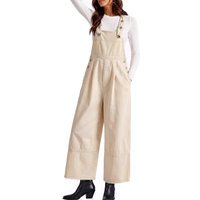 Womens Beige Wide Leg Denim Overalls | CicyBell