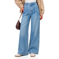 Womens Light Blue Blue Baggy Wide Leg Jeans| CicyBell