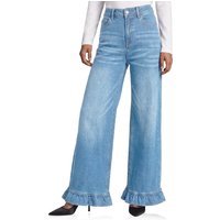 Womens Light Blue Ruffle Wide Leg Jeans | CicyBell