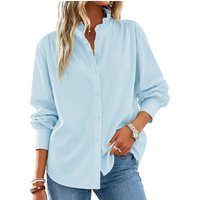Womens Sky Blue Oversized Button Down Shirts| CicyBell
