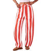Womens Red Striped Barrel Jeans | CicyBell