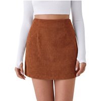 Womens Red&Brown Corduroy Mini Skirt | CicyBell