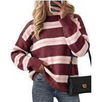 Womens Fuchsia Striped Pullover Sweater | CicyBell