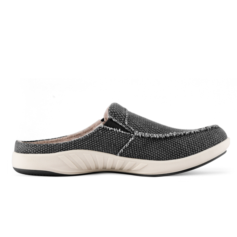 Men's Canvas Arch Support Slippers - Black / 8 US
