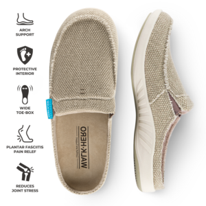 Women's Canvas Clog Slipper - Built-in Arch Support - Ivory Beige / 5