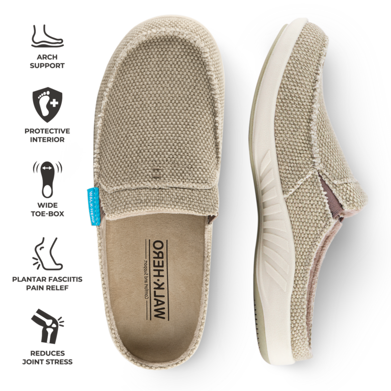 Women's Canvas Clog Slipper - Built-in Arch Support - Ivory Beige / 5