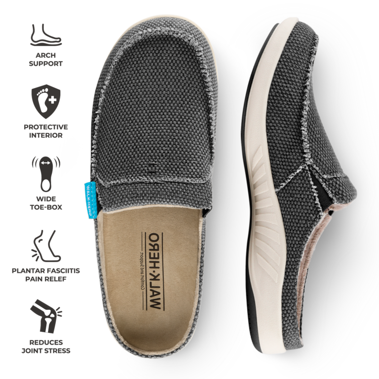 Women's Canvas Clog Slipper - Built-in Arch Support - Classic Black / 5