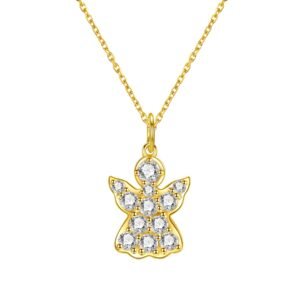 Angel Protector Pendant Necklace 14K Gold - Gold