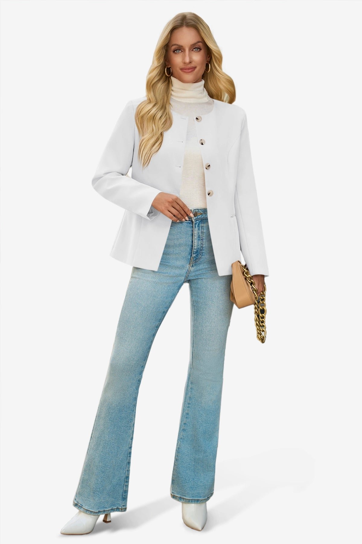 Cicy Bell Womens White Business Blazers - White / Small