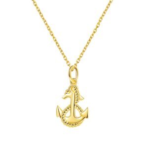 Nautical Anchor Pendant Necklace 14K Gold - Gold