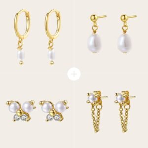 Pearly Earring Set - Gold