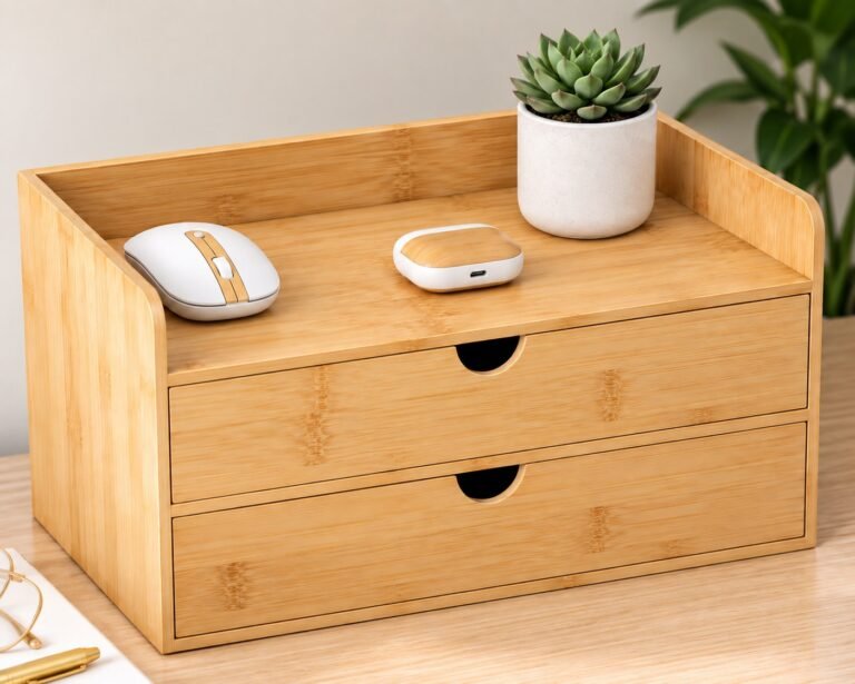 Bamboo Desk Organizer with Drawers