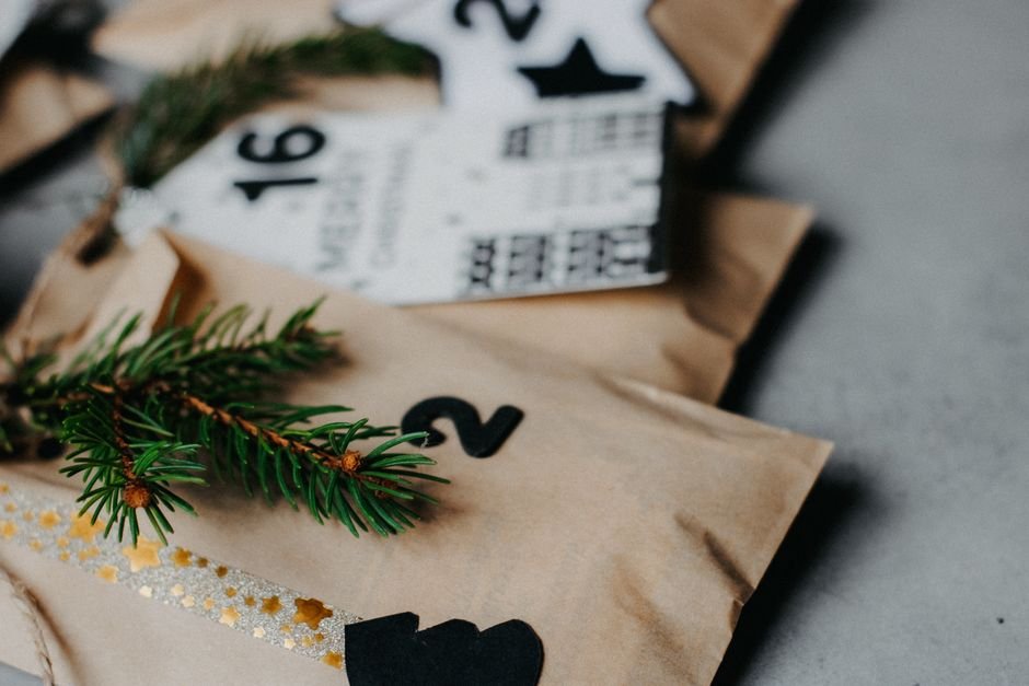 Curated beauty advent calendar with assorted cosmetics