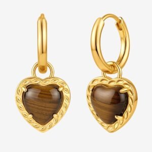 Women 18K Gold Heart Hoops | CicyBell - Gold-Blue