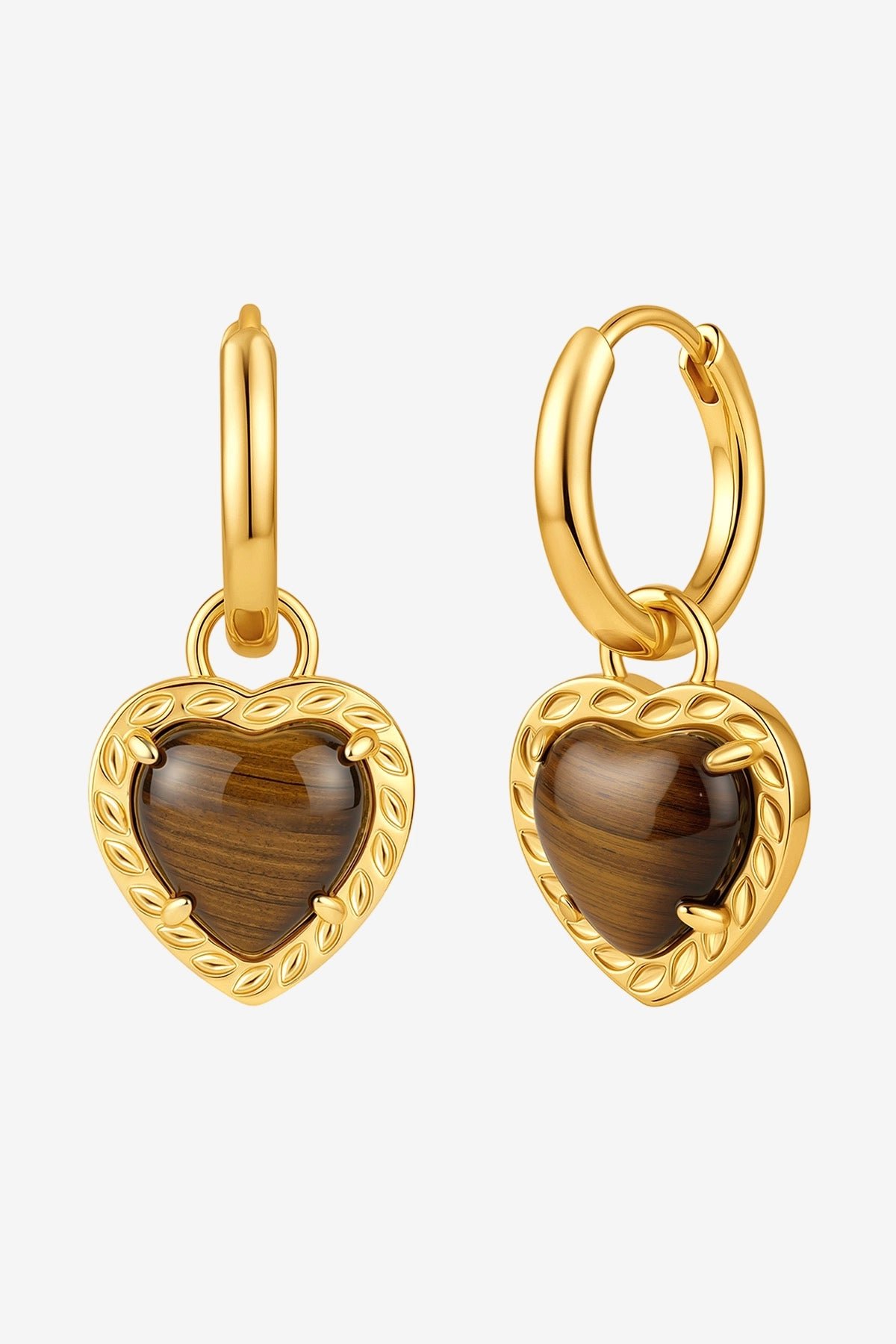 Women 18K Gold Heart Hoops | CicyBell - Gold-Blue