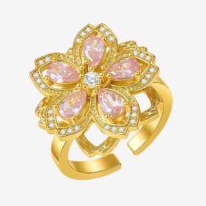 Women 18K Gold Flower Fidget Ring | CicyBell - Gold